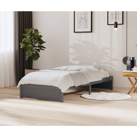 vidaXL Bed Frame Grey Solid Wood 90x200 cm