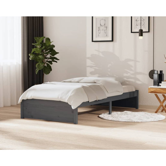 vidaXL Bed Frame Grey Solid Wood 100x200 cm
