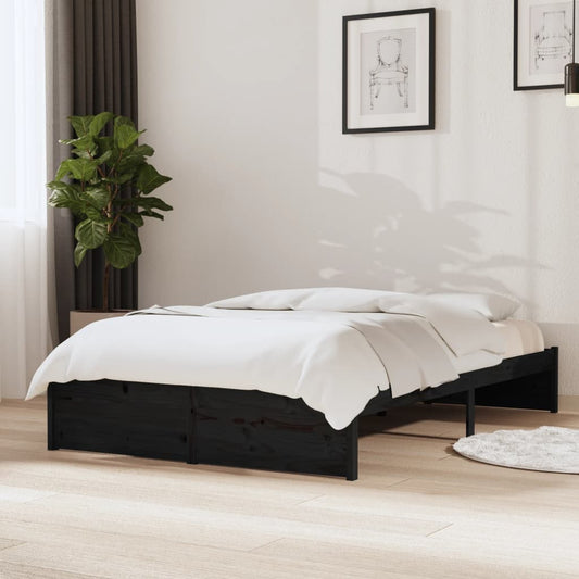 vidaXL Bed Frame Black Solid Wood 120x200 cm