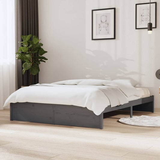 vidaXL Bed Frame Grey Solid Wood 140x200 cm