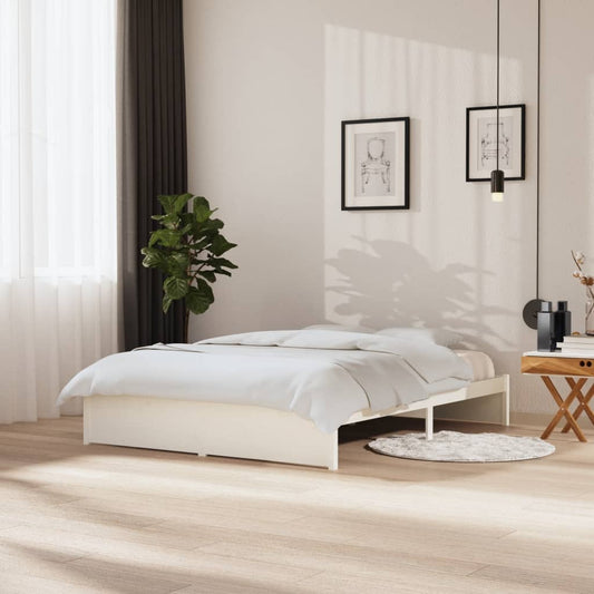 vidaXL Bed Frame White Solid Wood 150x200 cm King Size