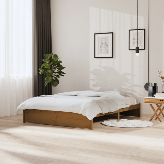 vidaXL Bed Frame Honey Brown Solid Wood 150x200 cm King Size
