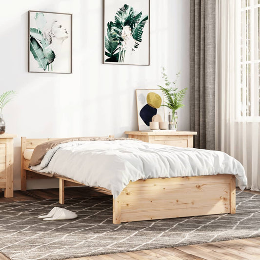 vidaXL Bed Frame Solid Wood 75x190 cm Small Single