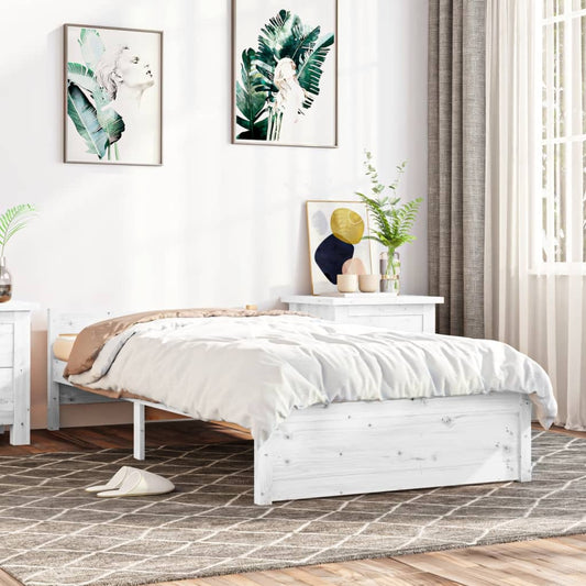 vidaXL Bed Frame White Solid Wood 100x200 cm