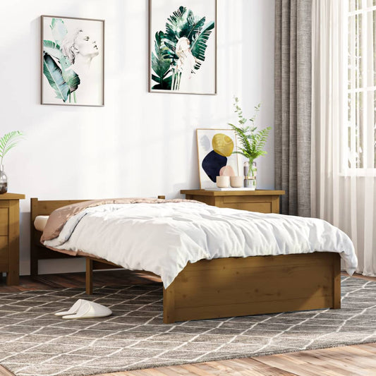 vidaXL Bed Frame Honey Brown Solid Wood 100x200 cm