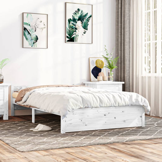 vidaXL Bed Frame White Solid Wood 120x200 cm
