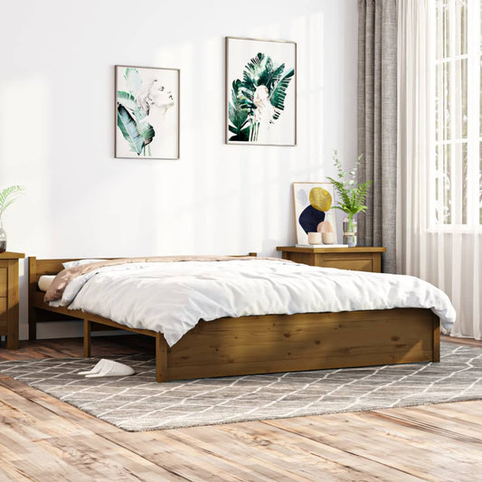 vidaXL Bed Frame Honey Brown Solid Wood 150x200 cm King Size