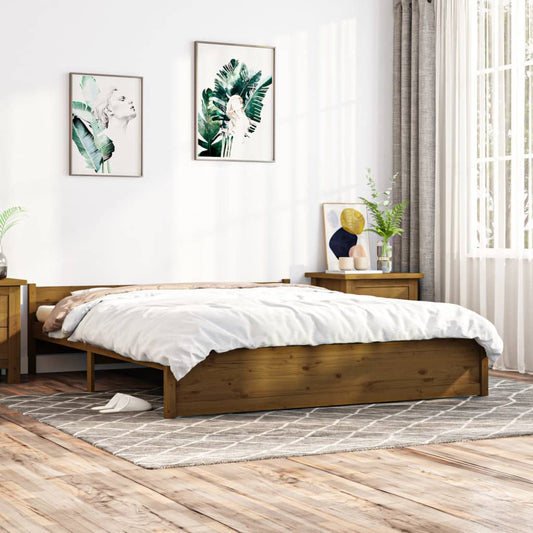 vidaXL Bed Frame Honey Brown Solid Wood 200x200 cm