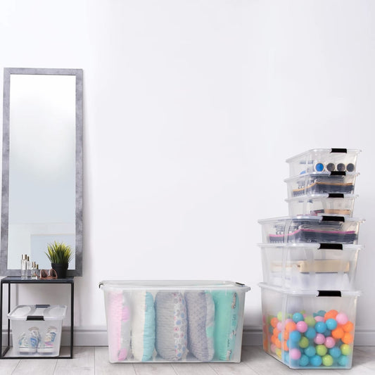 vidaXL Storage Boxes with Lids 2 pcs Transparent 7 L