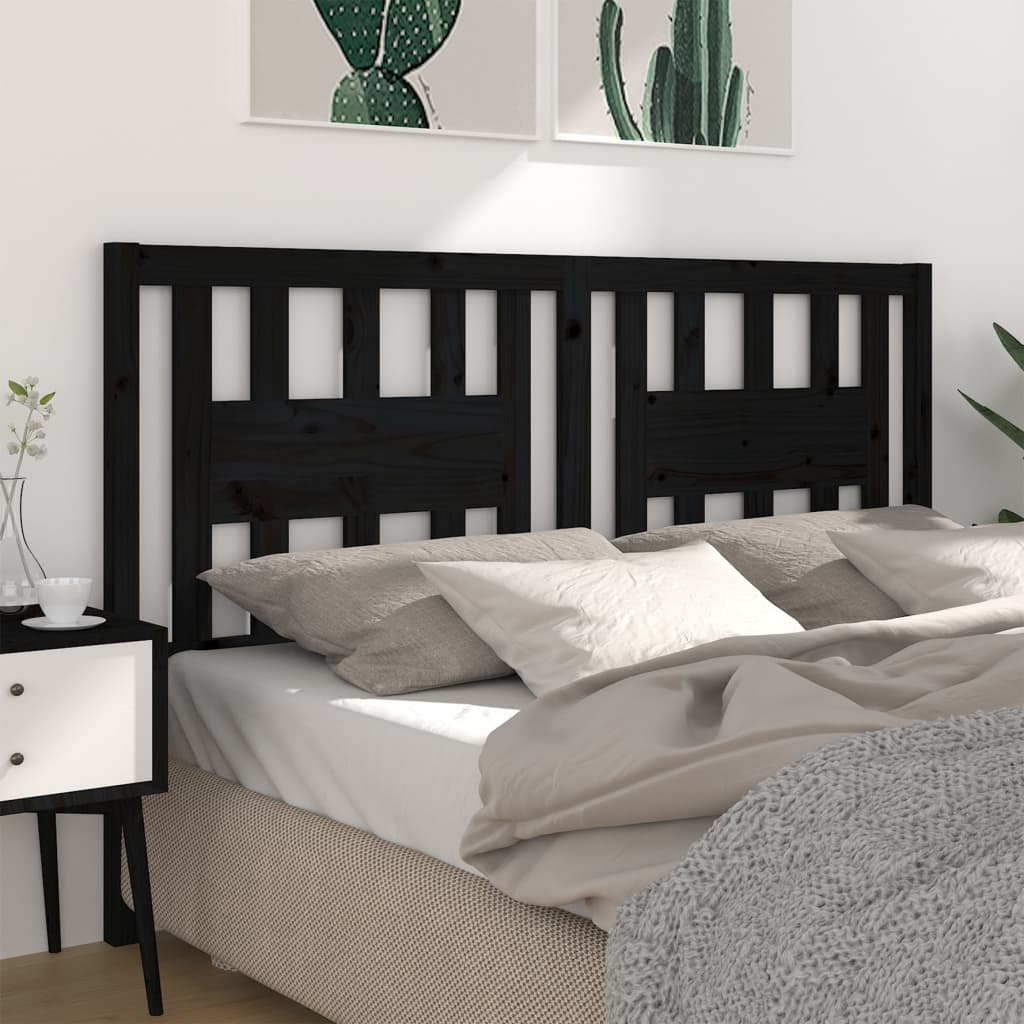 vidaXL Headboard Black 146x4x100 cm Solid Wood Pine