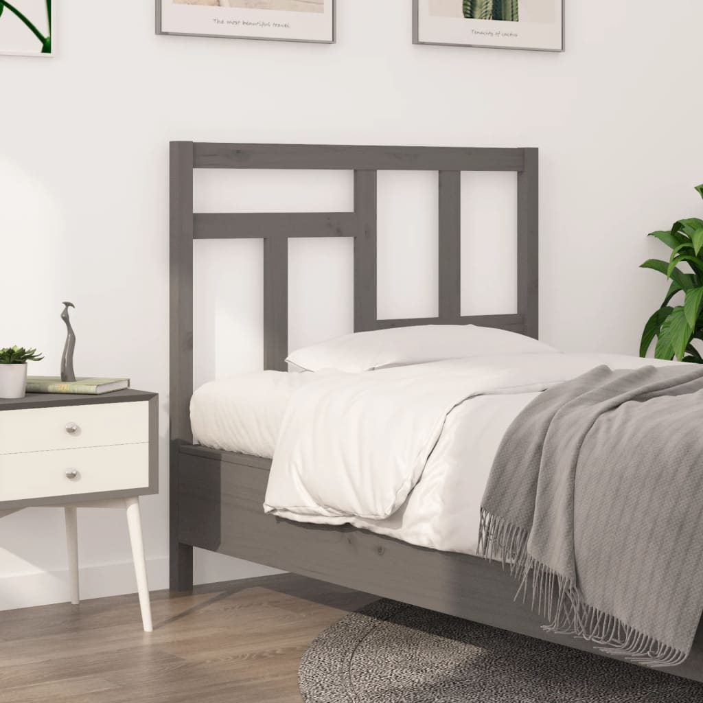 vidaXL Bed Headboard Grey 105.5x4x100 cm Solid Wood Pine