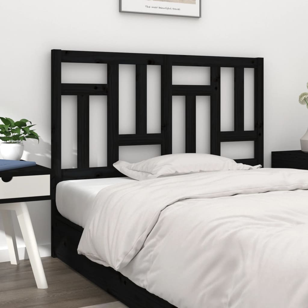 vidaXL Bed Headboard Black 145.5x4x100 cm Solid Wood Pine