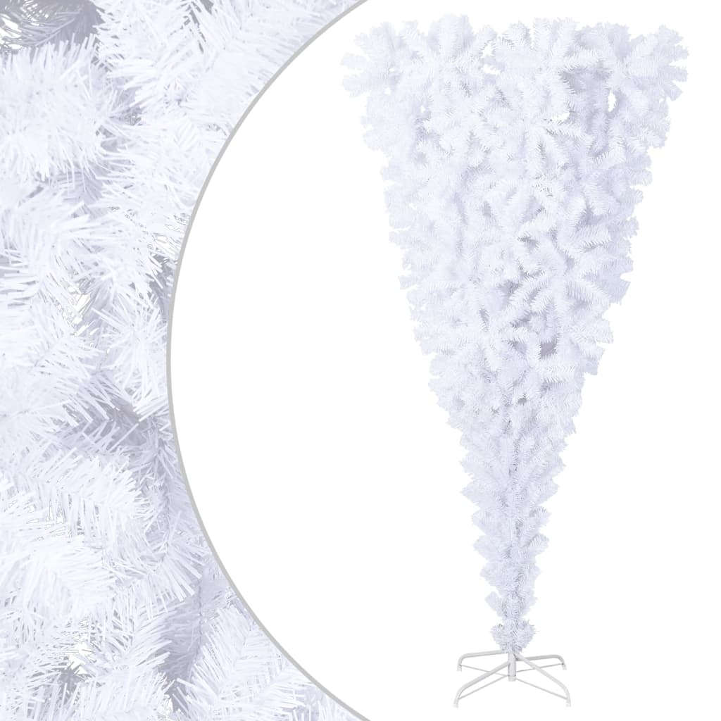 vidaXL Upside-down Artificial Christmas Tree with Stand White 180 cm