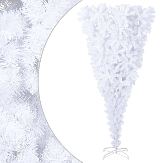vidaXL Upside-down Artificial Christmas Tree with Stand White 180 cm