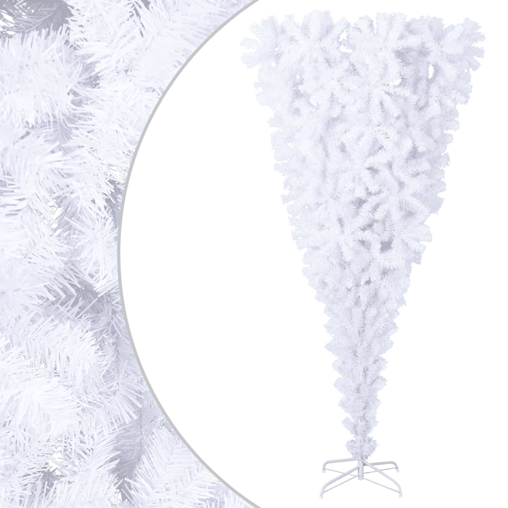 vidaXL Upside-down Artificial Christmas Tree with Stand White 210 cm