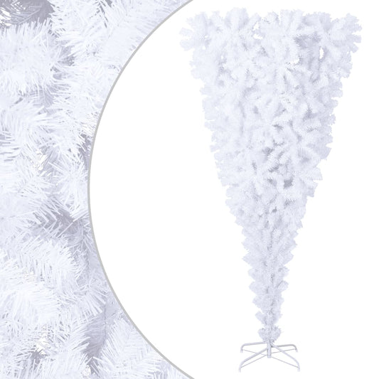 vidaXL Upside-down Artificial Christmas Tree with Stand White 210 cm