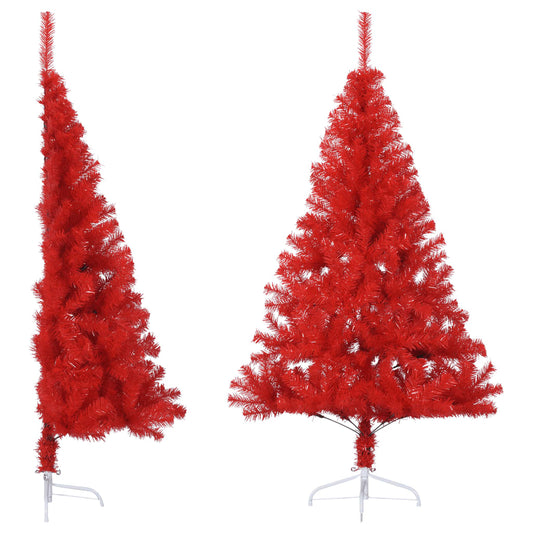 vidaXL Artificial Half Christmas Tree with Stand Red 150 cm PVC