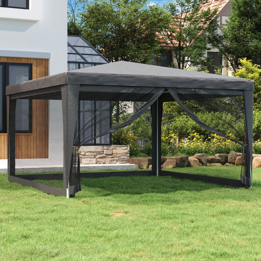 vidaXL Party Tent with 4 Mesh Sidewalls Anthracite 4x4 m HDPE