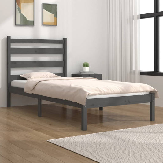 vidaXL Bed Frame Grey Solid Wood Pine 90x200 cm