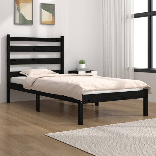 vidaXL Bed Frame Black Solid Wood Pine 100x200 cm