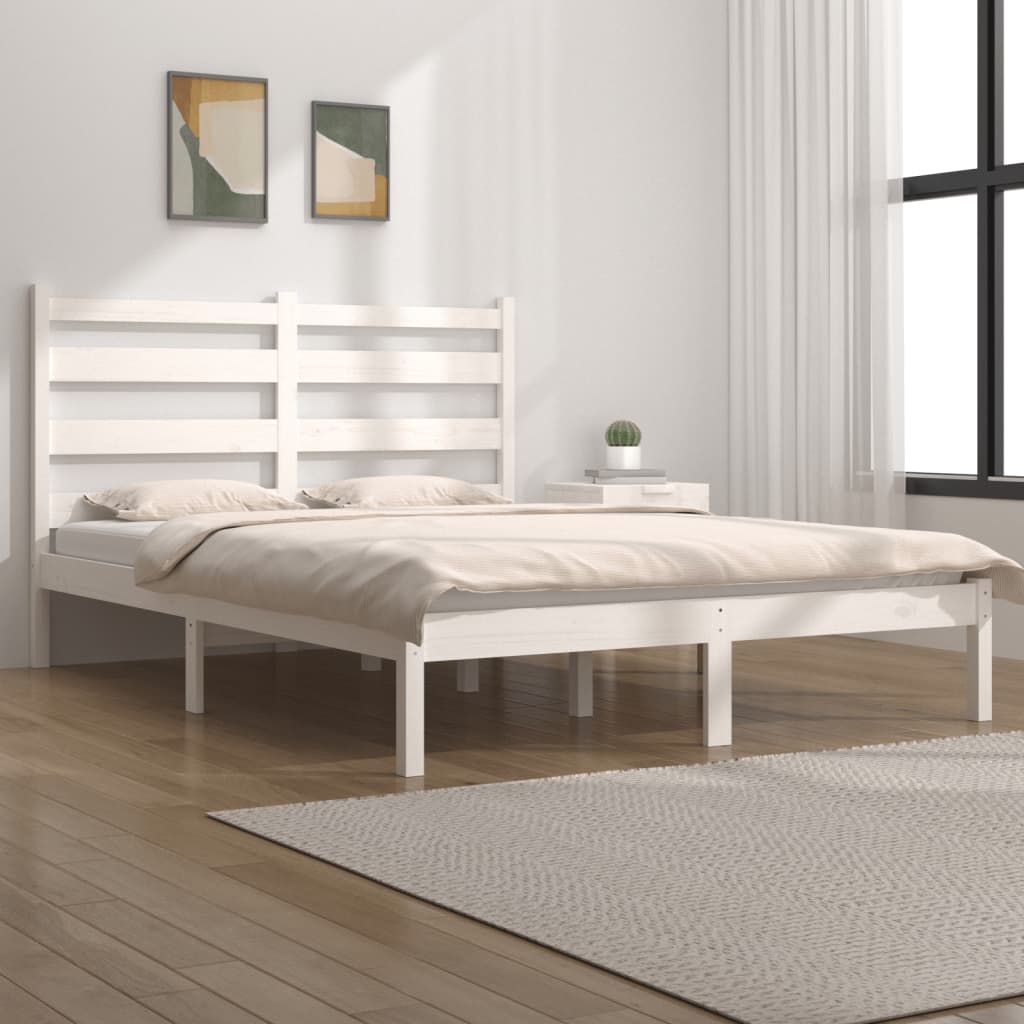 vidaXL Bed Frame White Solid Wood Pine 140x200 cm