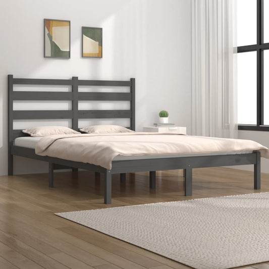 vidaXL Bed Frame Grey Solid Wood Pine 180x200 cm Super King Size