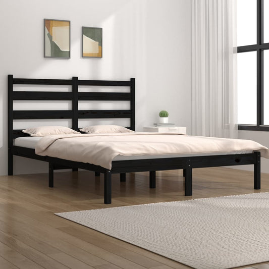 vidaXL Bed Frame Black Solid Wood Pine 180x200 cm Super King Size