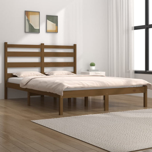 vidaXL Bed Frame Honey Brown Solid Wood Pine 200x200 cm