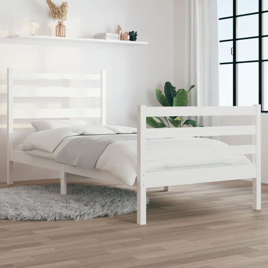 vidaXL Bed Frame Solid Wood Pine 90x200 cm White