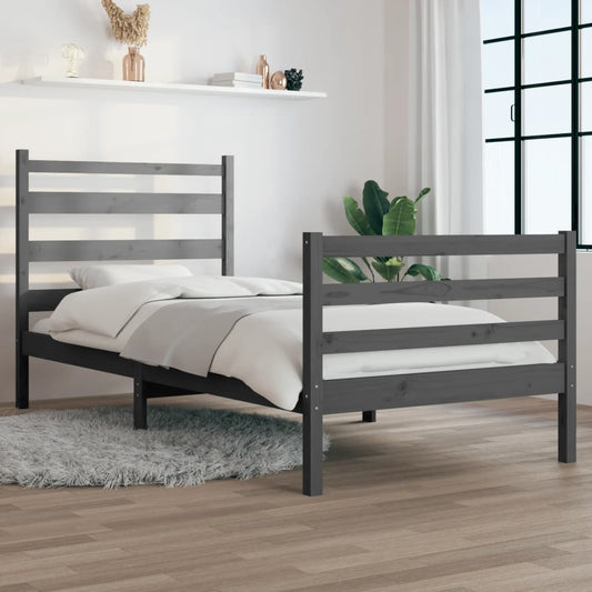 vidaXL Bed Frame Solid Wood Pine 100x200 cm Grey