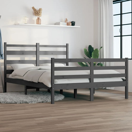 vidaXL Bed Frame Solid Wood Pine 140x200 cm Grey