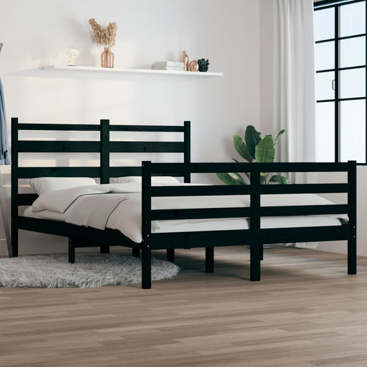 vidaXL Bed Frame Solid Wood Pine 140x200 cm Black