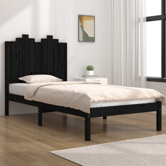 vidaXL Bed Frame Black Solid Wood Pine 90x190 cm Single