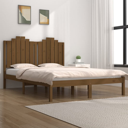 vidaXL Bed Frame Honey Brown Solid Wood Pine 140x200 cm