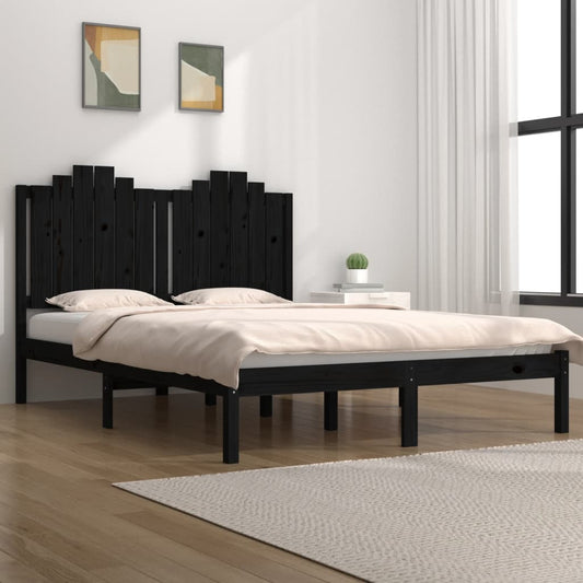 vidaXL Bed Frame Black Solid Wood Pine 180x200 cm Super King Size