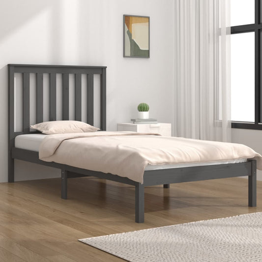vidaXL Bed Frame Grey Solid Wood Pine 90x200 cm