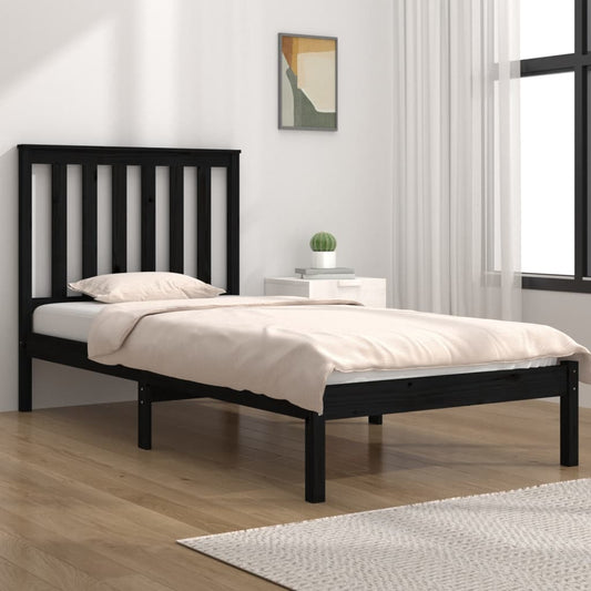 vidaXL Bed Frame Black Solid Wood Pine 90x200 cm