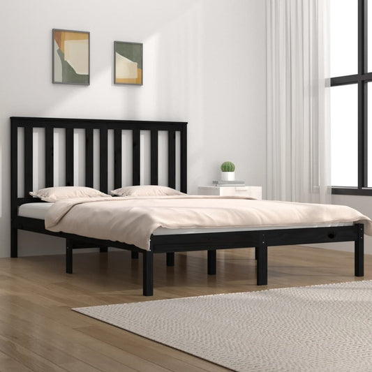 vidaXL Bed Frame Black Solid Wood Pine 160x200 cm