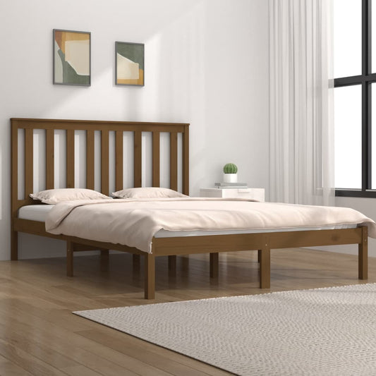 vidaXL Bed Frame Honey Brown Solid Wood Pine 200x200 cm