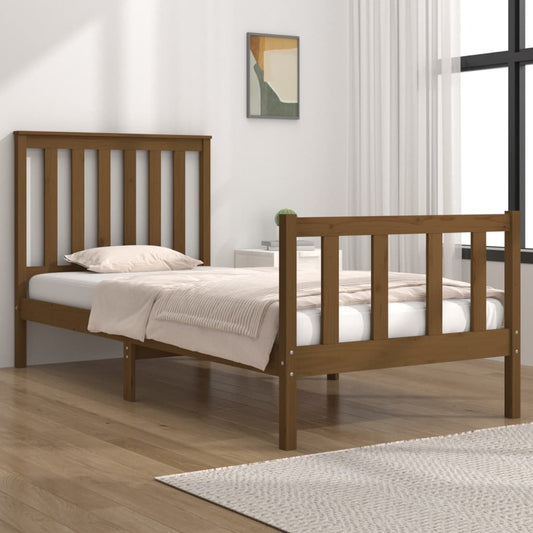 vidaXL Bed Frame Honey Brown Solid Wood Pine 90x190cm Single