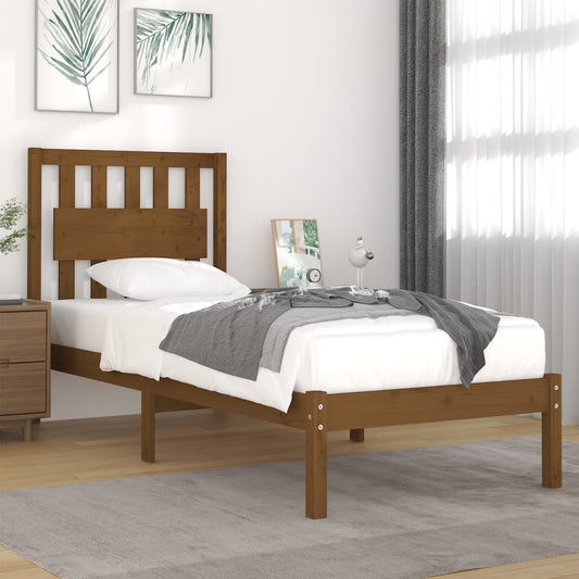 vidaXL Bed Frame Honey Brown Solid Wood Pine 90x200 cm