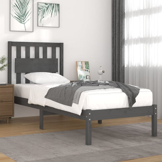 vidaXL Bed Frame Grey Solid Wood Pine 100x200 cm