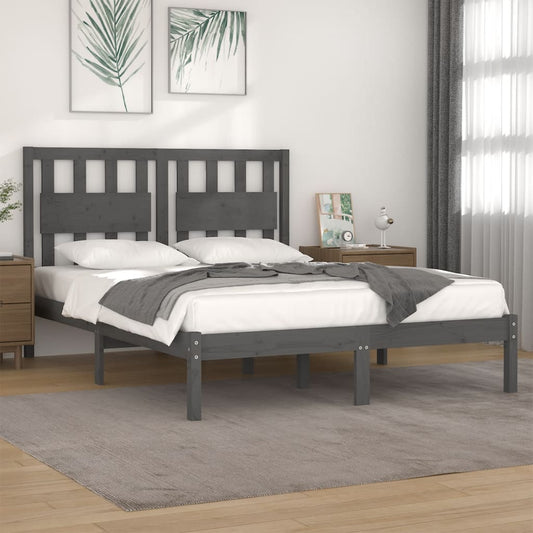 vidaXL Bed Frame Grey Solid Wood Pine 180x200 cm Super King Size