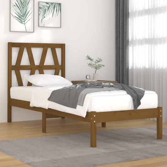 vidaXL Bed Frame Honey Brown Solid Wood Pine 90x200 cm
