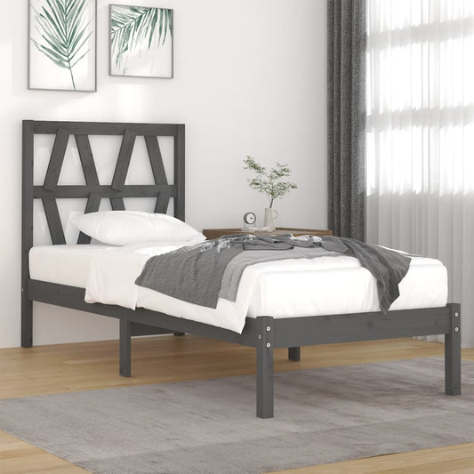 vidaXL Bed Frame Grey Solid Wood Pine 100x200 cm