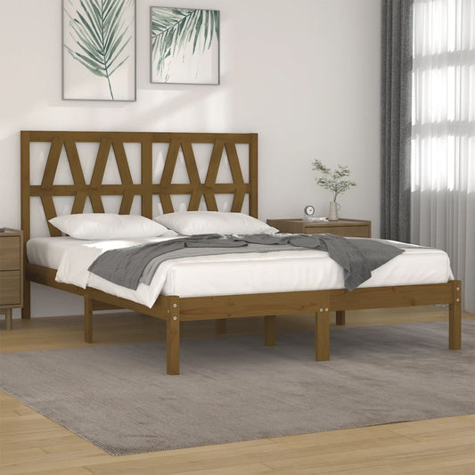 vidaXL Bed Frame Honey Brown Solid Wood Pine 160x200 cm