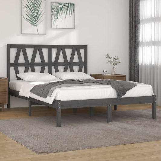 vidaXL Bed Frame Grey Solid Wood Pine 180x200 cm Super King Size