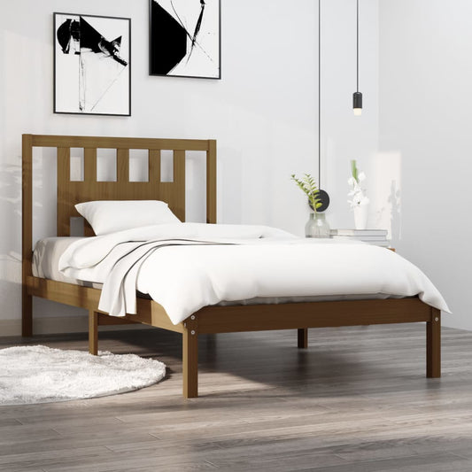 vidaXL Bed Frame Honey Brown Solid Wood Pine 90x200 cm