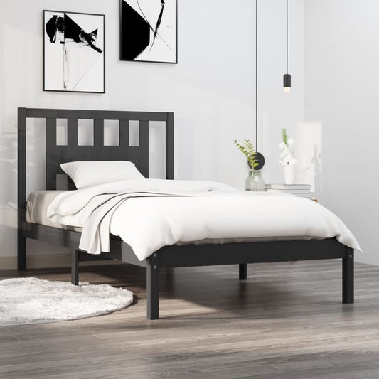 vidaXL Bed Frame Grey Solid Wood Pine 100x200 cm