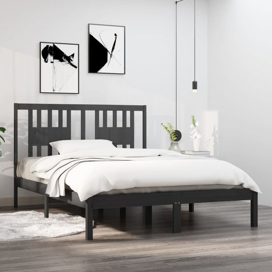 vidaXL Bed Frame Grey Solid Wood Pine 120x200 cm